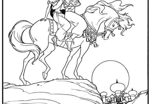 Aladdin y Jasmine en caballo