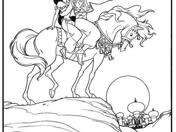 Aladdin y Jasmine en caballo